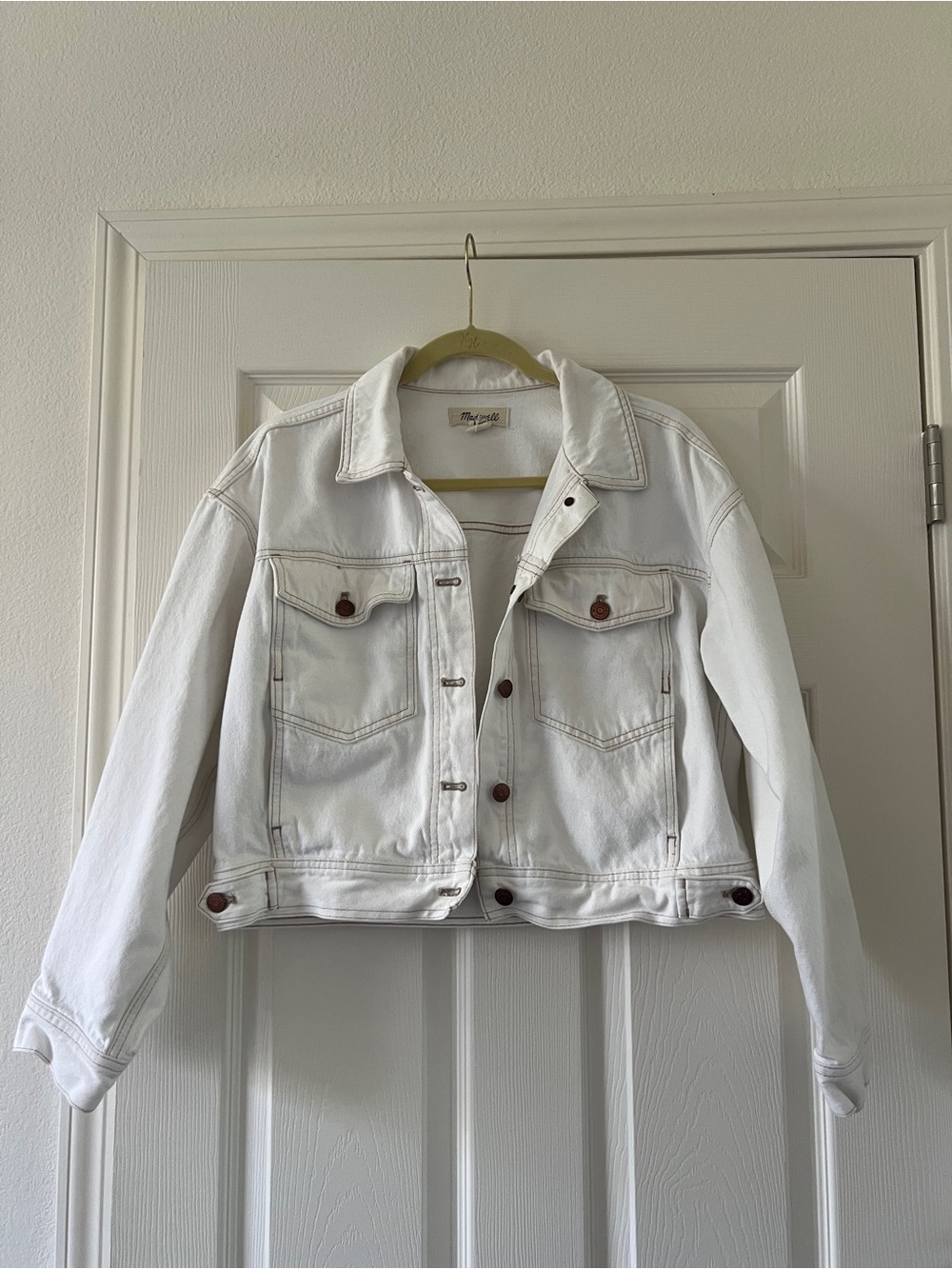 Madewell White Cropped Denim Jacket